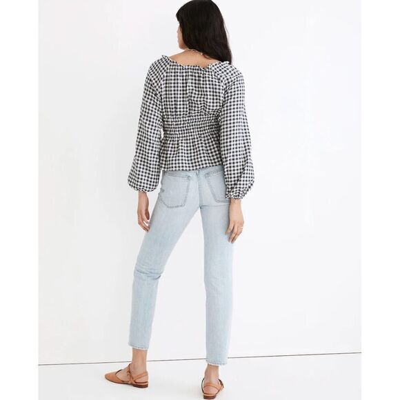New! Madewell Sophia Top in Textured Windowpane,‎ size S - Picture 3 of 16